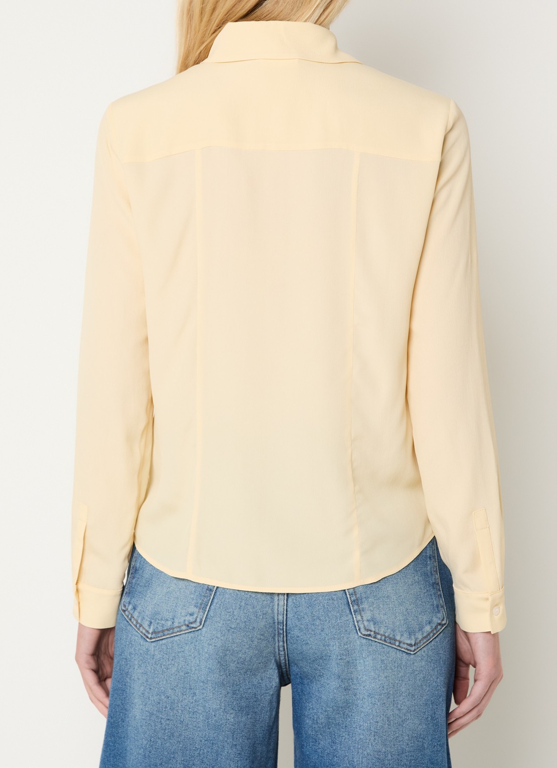 Max & Co Semi-transparante blouse met sjaalkraag - achterkant lichtgeel