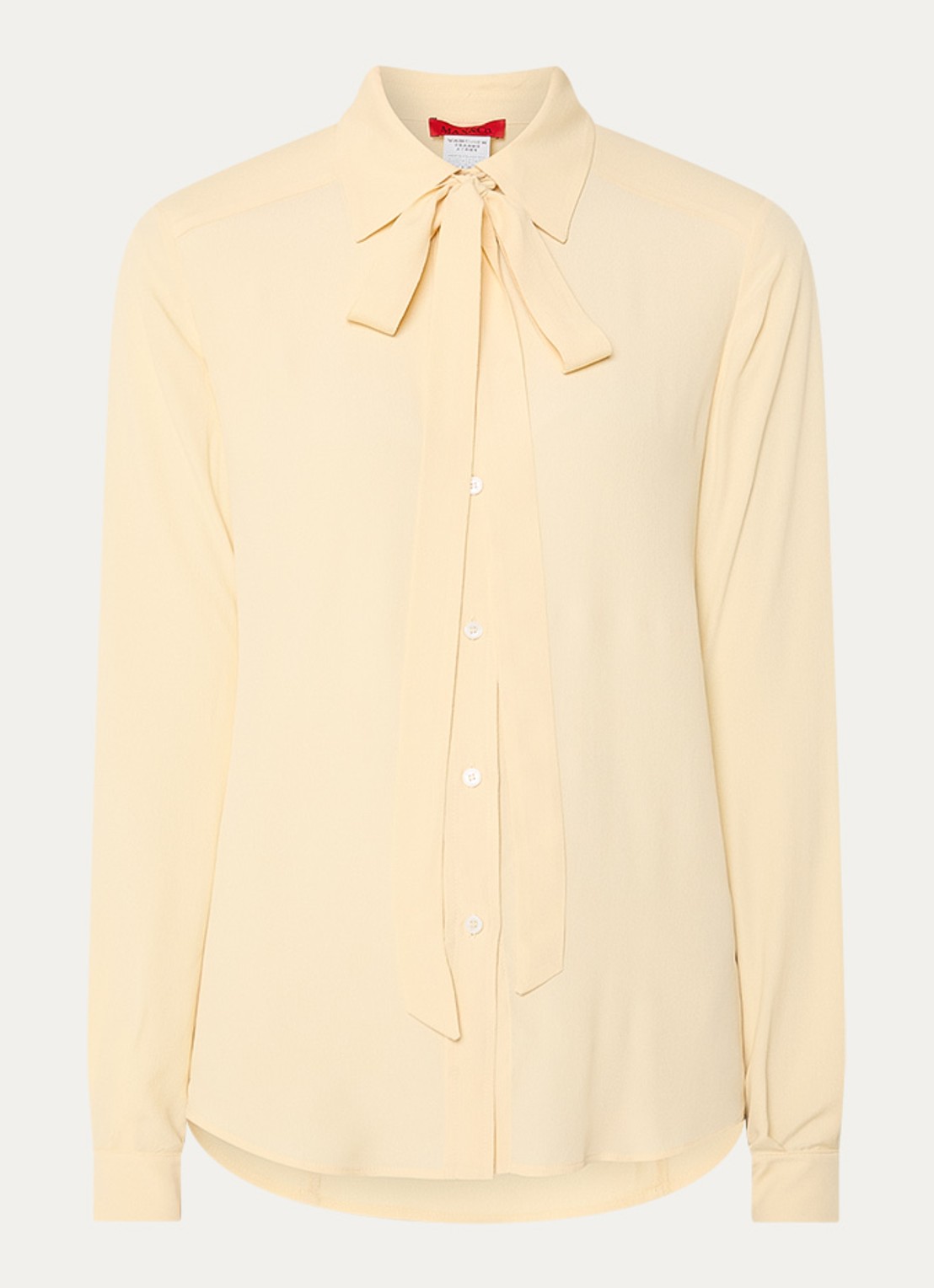 Max & Co Semi-transparante blouse met sjaalkraag - voorkant 2 lichtgeel