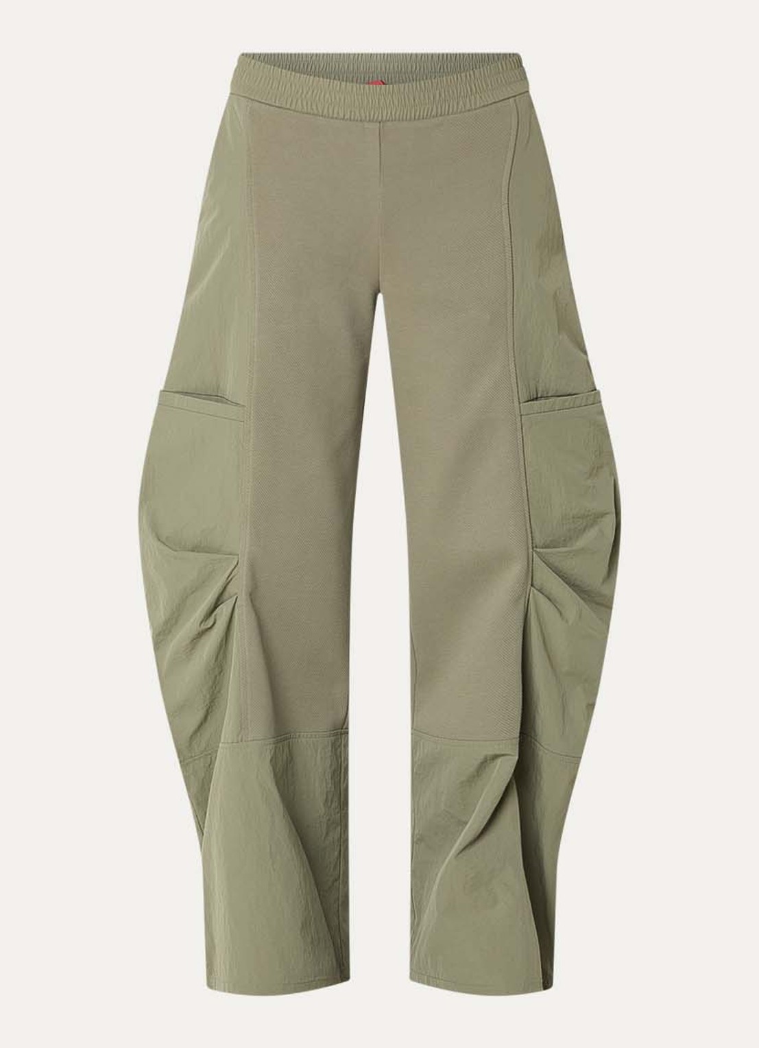 Max & Co Tambuto high waist wide fit cargobroek met elastische band - voorkant 3 olijfgroen