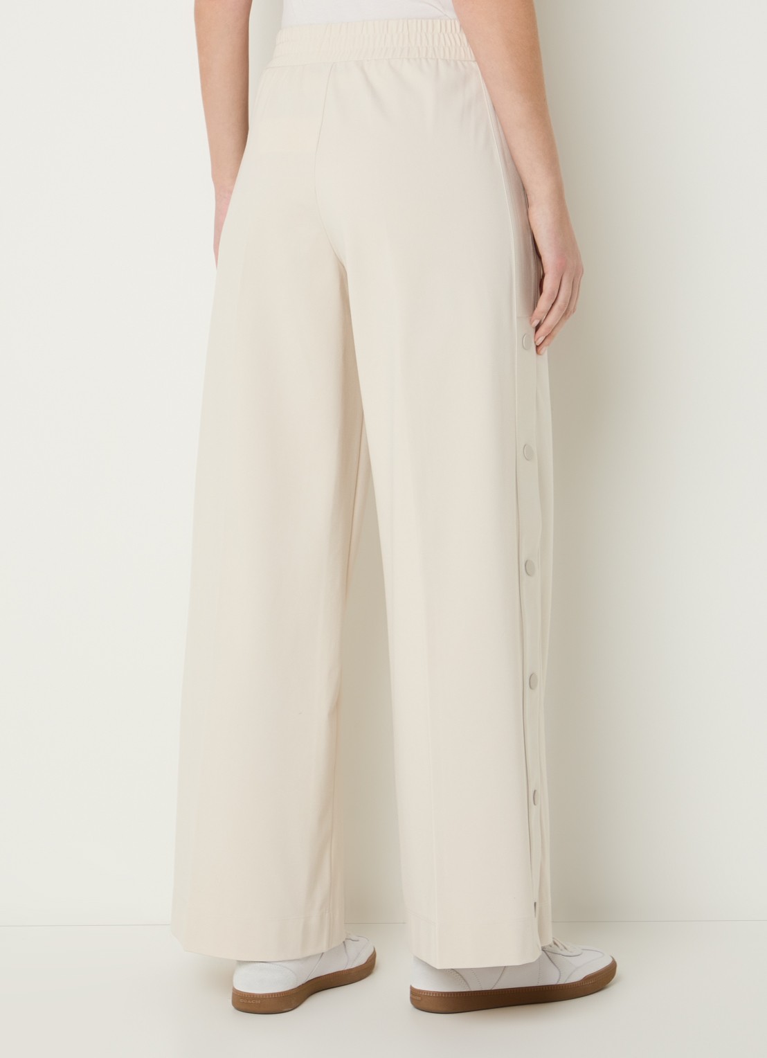 Max & Co Ululato high waist wide fit pantalon met logo en persplooi - achterkant 3 beige