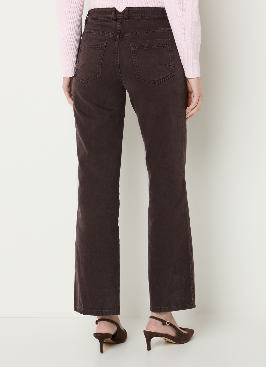 Max & Co Zinia high waist straight leg jeans met gekleurde wassing - achterkant 3 donkerbruin