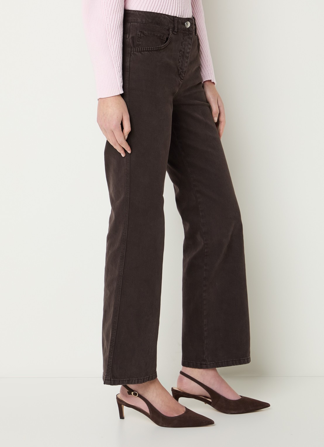 Max & Co Zinia high waist straight leg jeans met gekleurde wassing - detail 2 donkerbruin