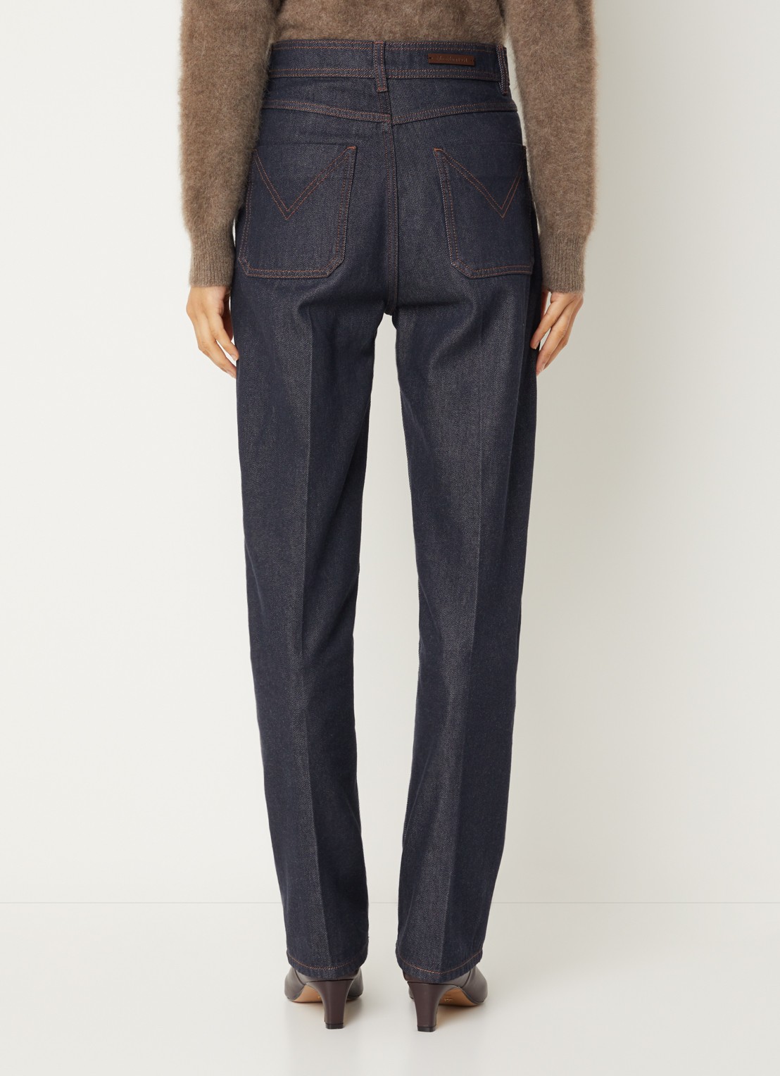 Max Mara Abbono high waist slim fit jeans met donkere wassing - achterkant 3 indigo