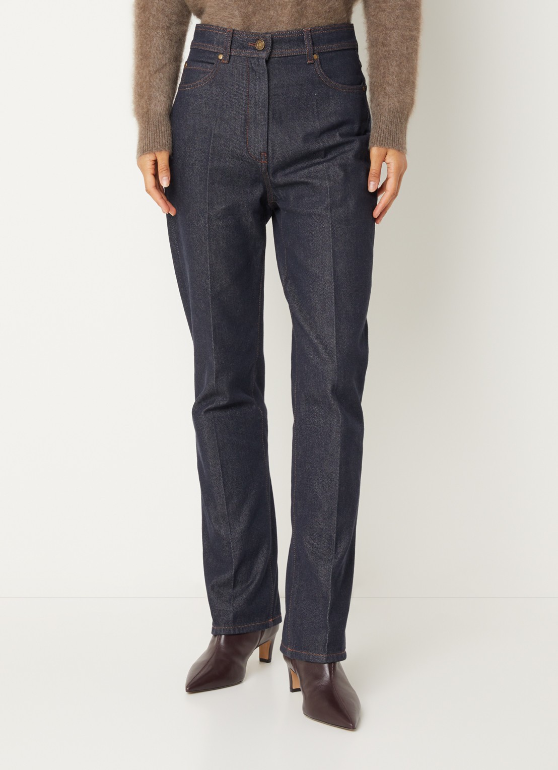 Max Mara Abbono high waist slim fit jeans met donkere wassing - detail 4 indigo