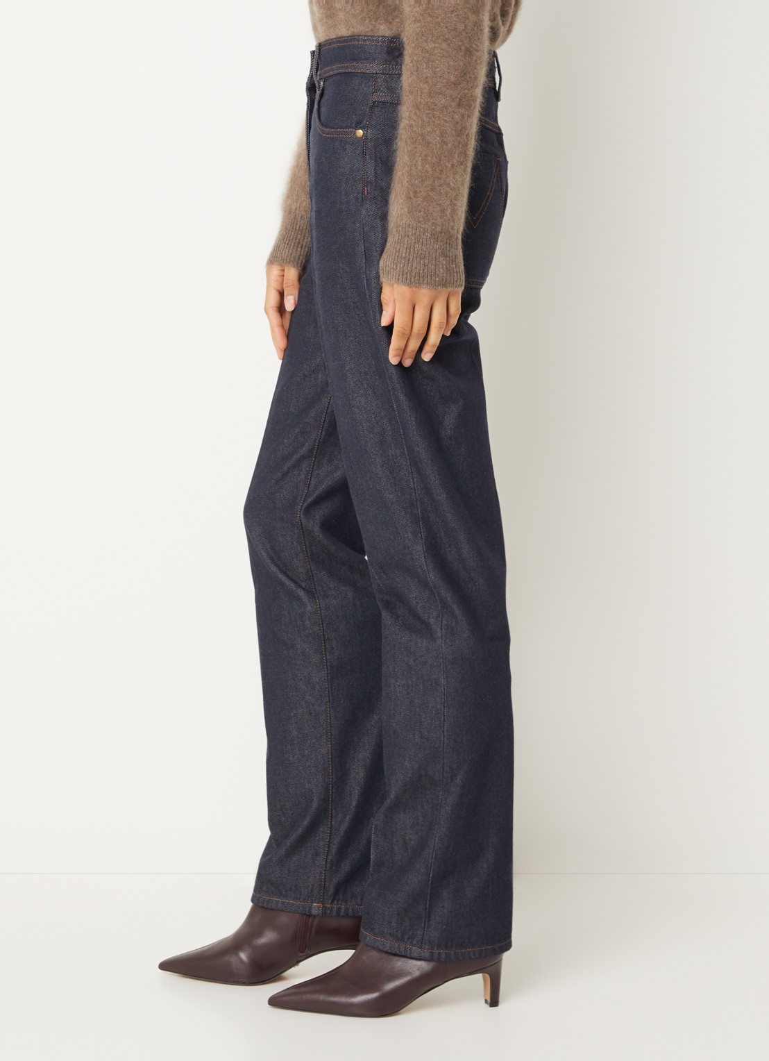 Max Mara Abbono high waist slim fit jeans met donkere wassing - detail 5 indigo