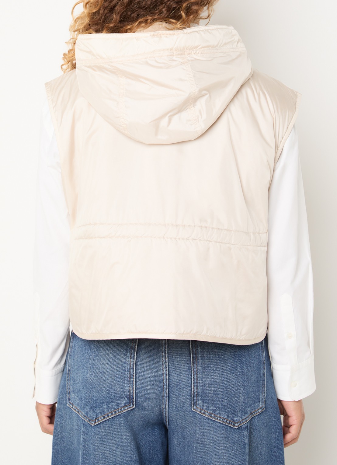 Max Mara Accenni bodywarmer met steekzakken en capuchon - achterkant 3 creme