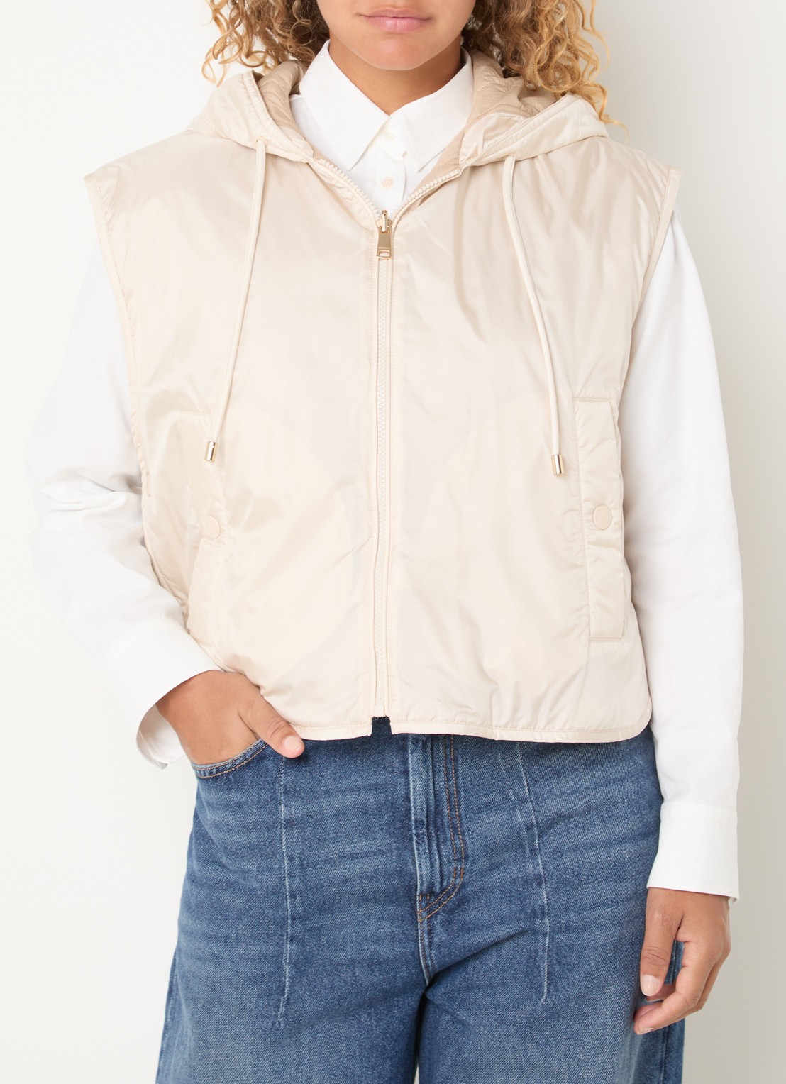 Max Mara Accenni bodywarmer met steekzakken en capuchon - detail 4 creme