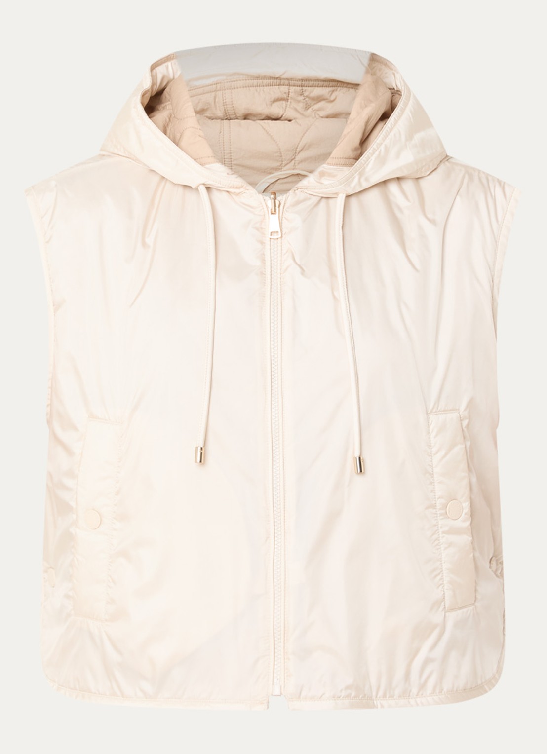 Max Mara Accenni bodywarmer met steekzakken en capuchon - voorkant creme