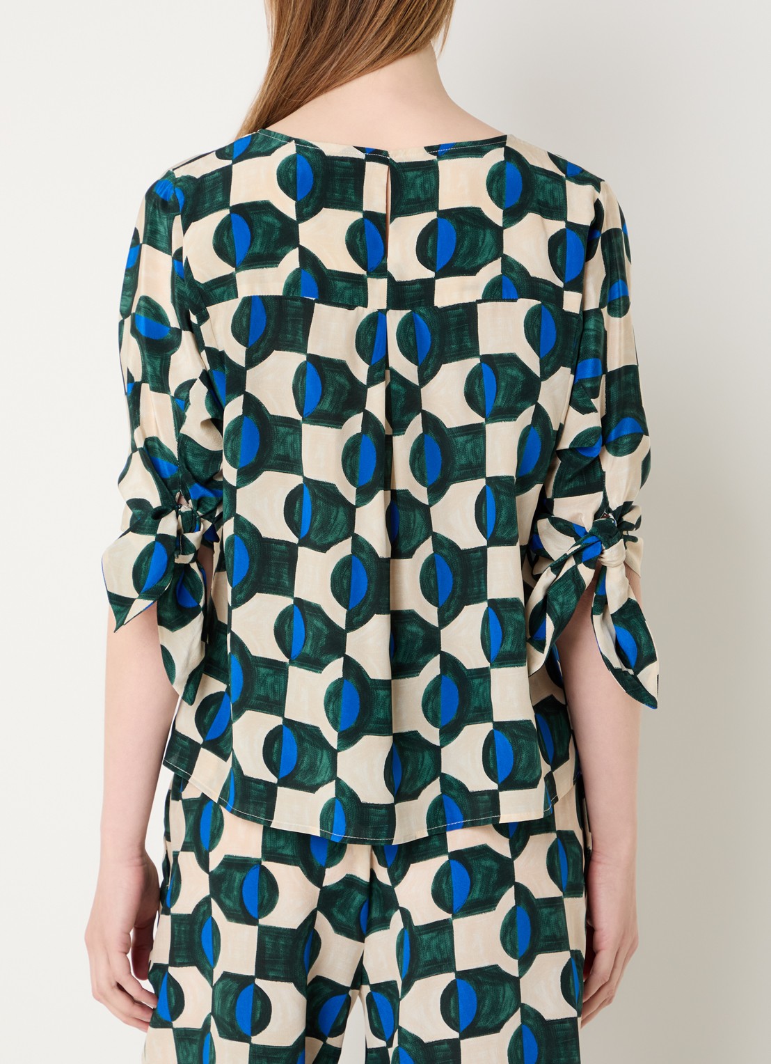 Max Mara Adone tuniek van zijde met print - achterkant groen