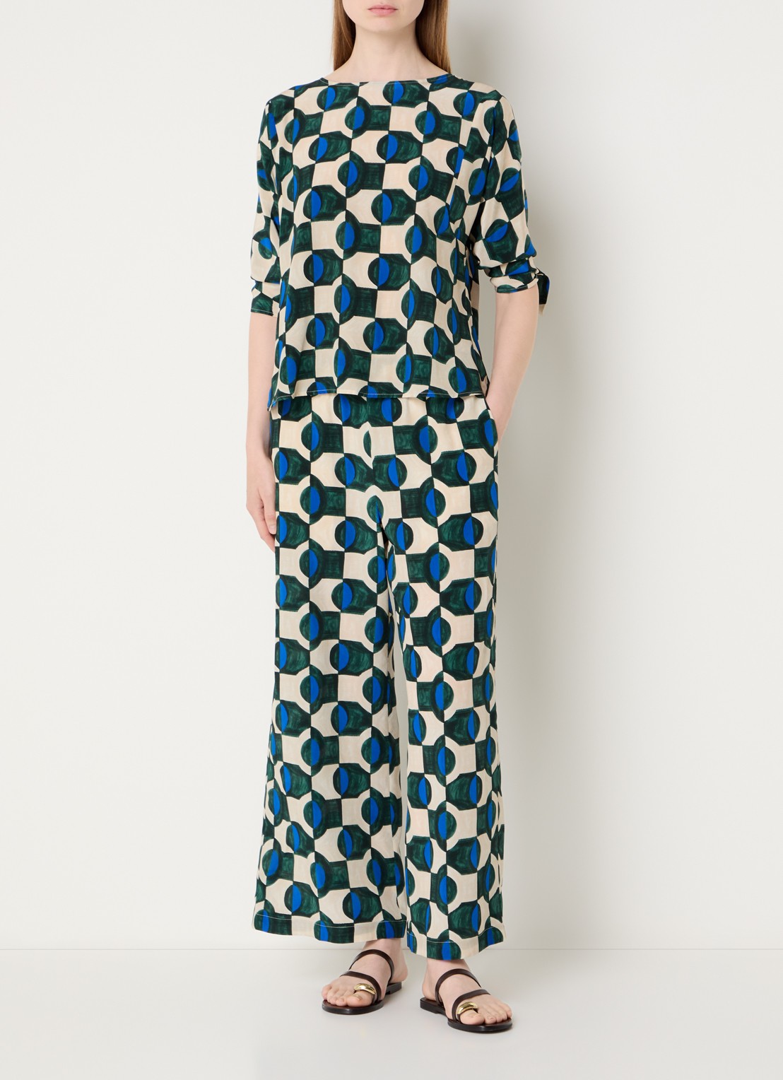 Max Mara Adone tuniek van zijde met print - voorkant 4 groen