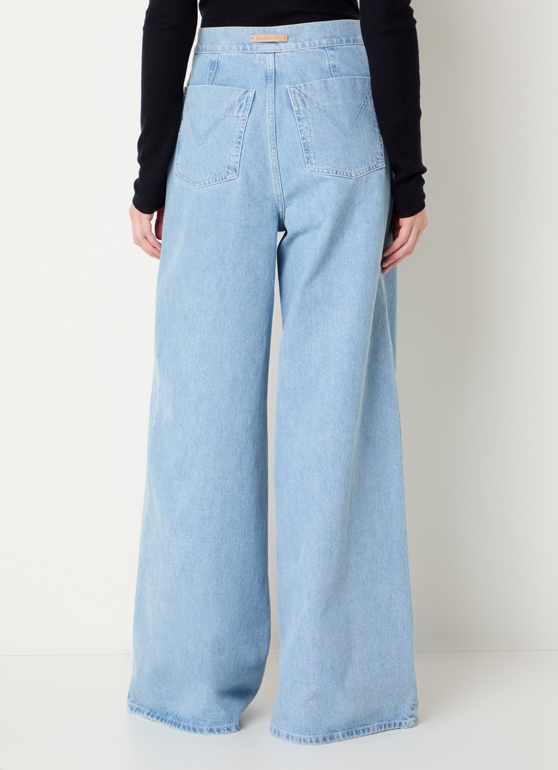 Max Mara Affari high waist wide leg jeans met lichte wassing - achterkant 3 indigo