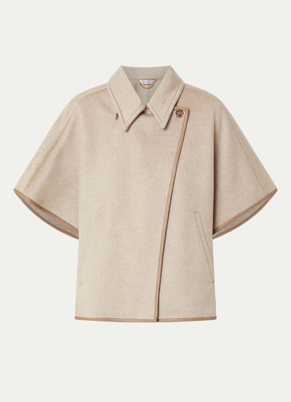 Max Mara Agentile poncho van kasjmier - voorkant beige