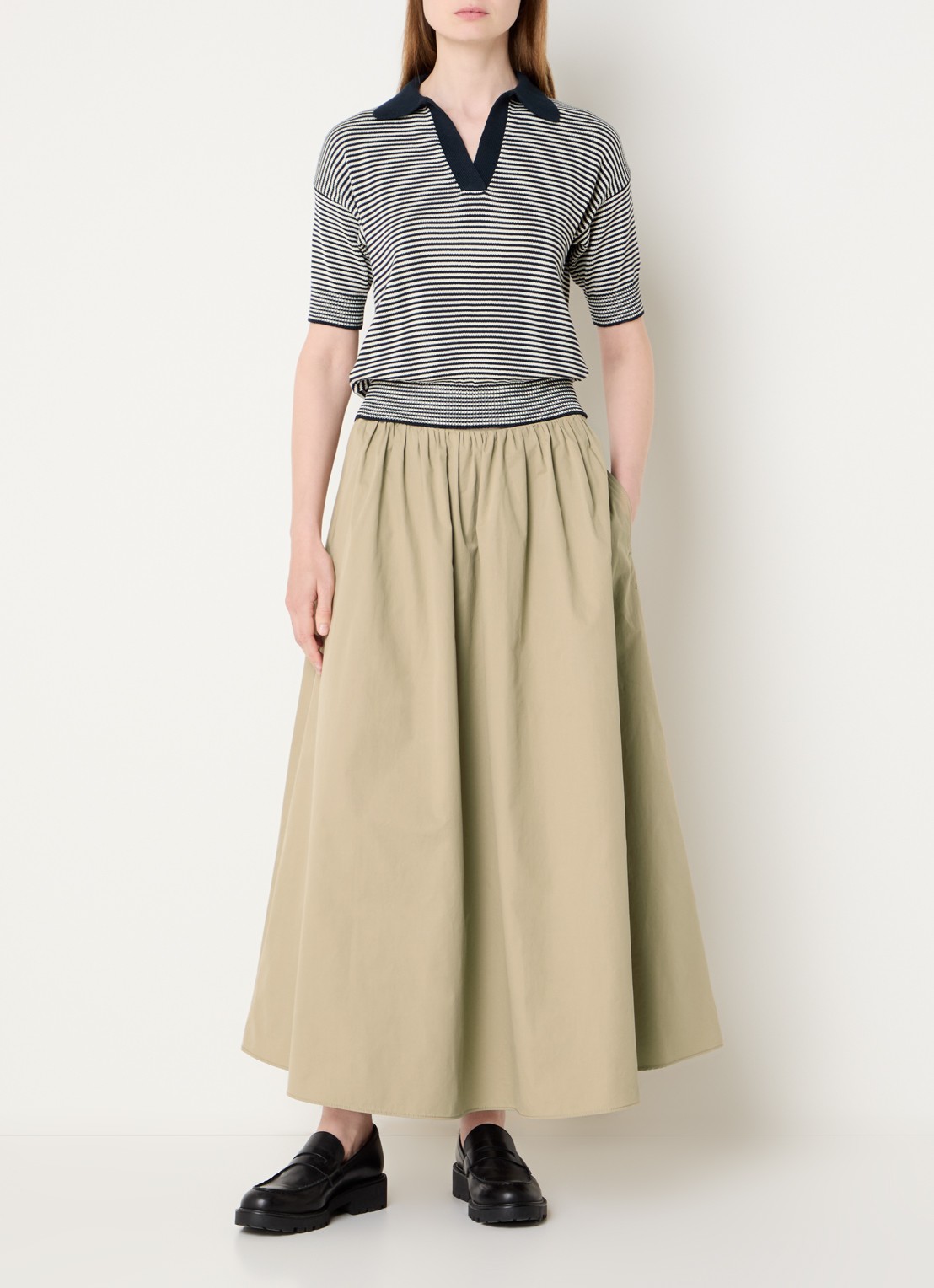 Max Mara Aguzze midi rok met steekzakken - voorkant 4 beige