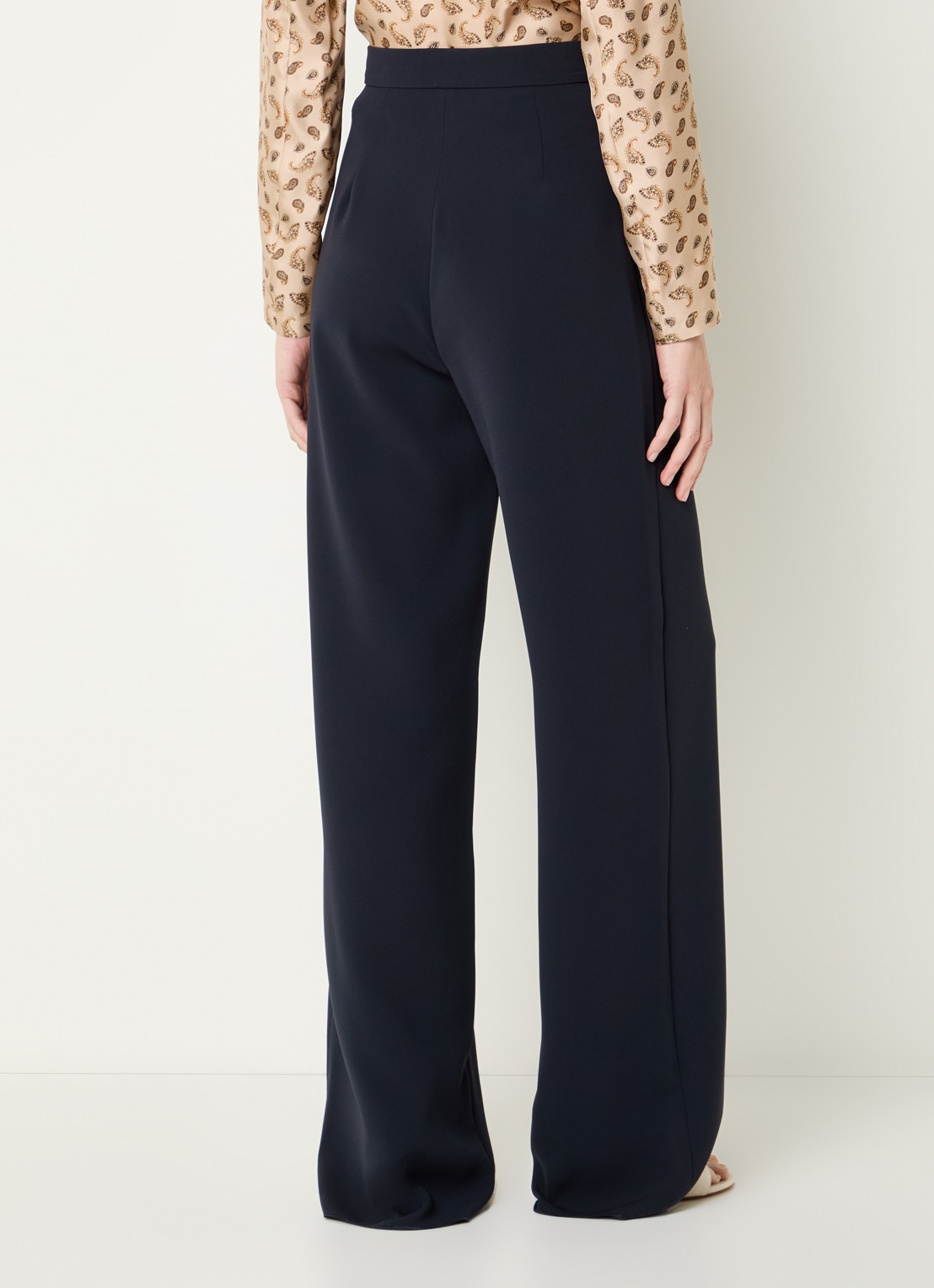 Max Mara Alaggio high waist loose fit pantalon - achterkant donkerblauw