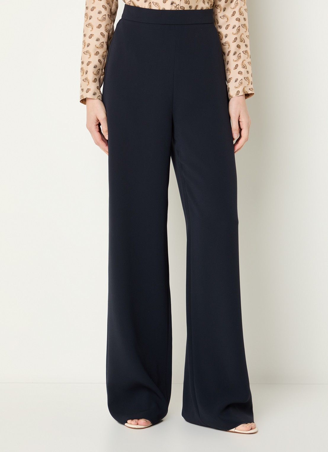 Max Mara Alaggio high waist loose fit pantalon - detail 2 donkerblauw