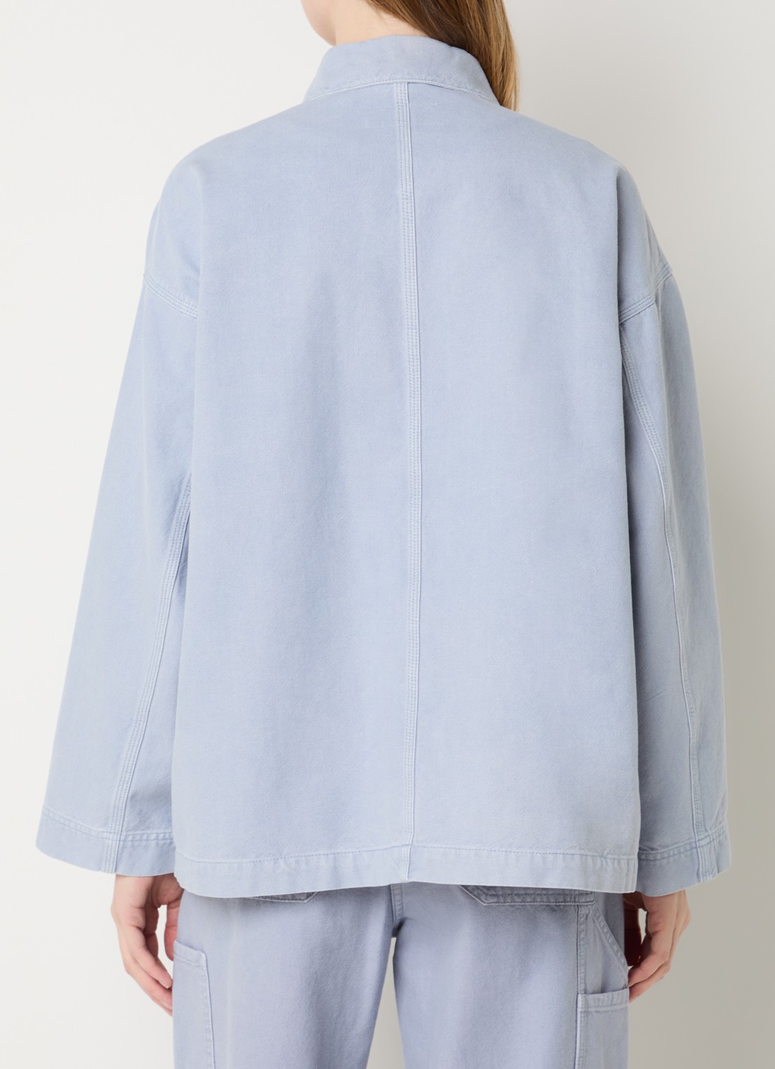 Max Mara Album jack van canvas met opgestikte zakken - achterkant 3 lichtblauw