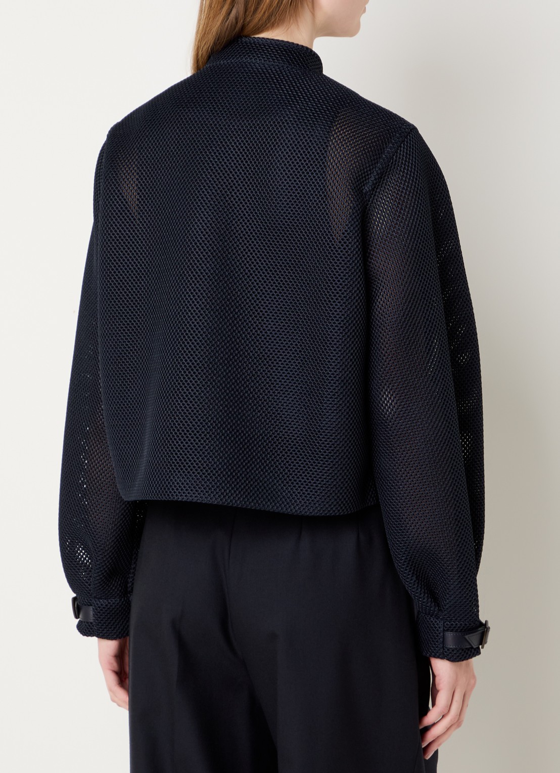 Max Mara Alcamo jack van mesh met steekzakken - achterkant donkerblauw