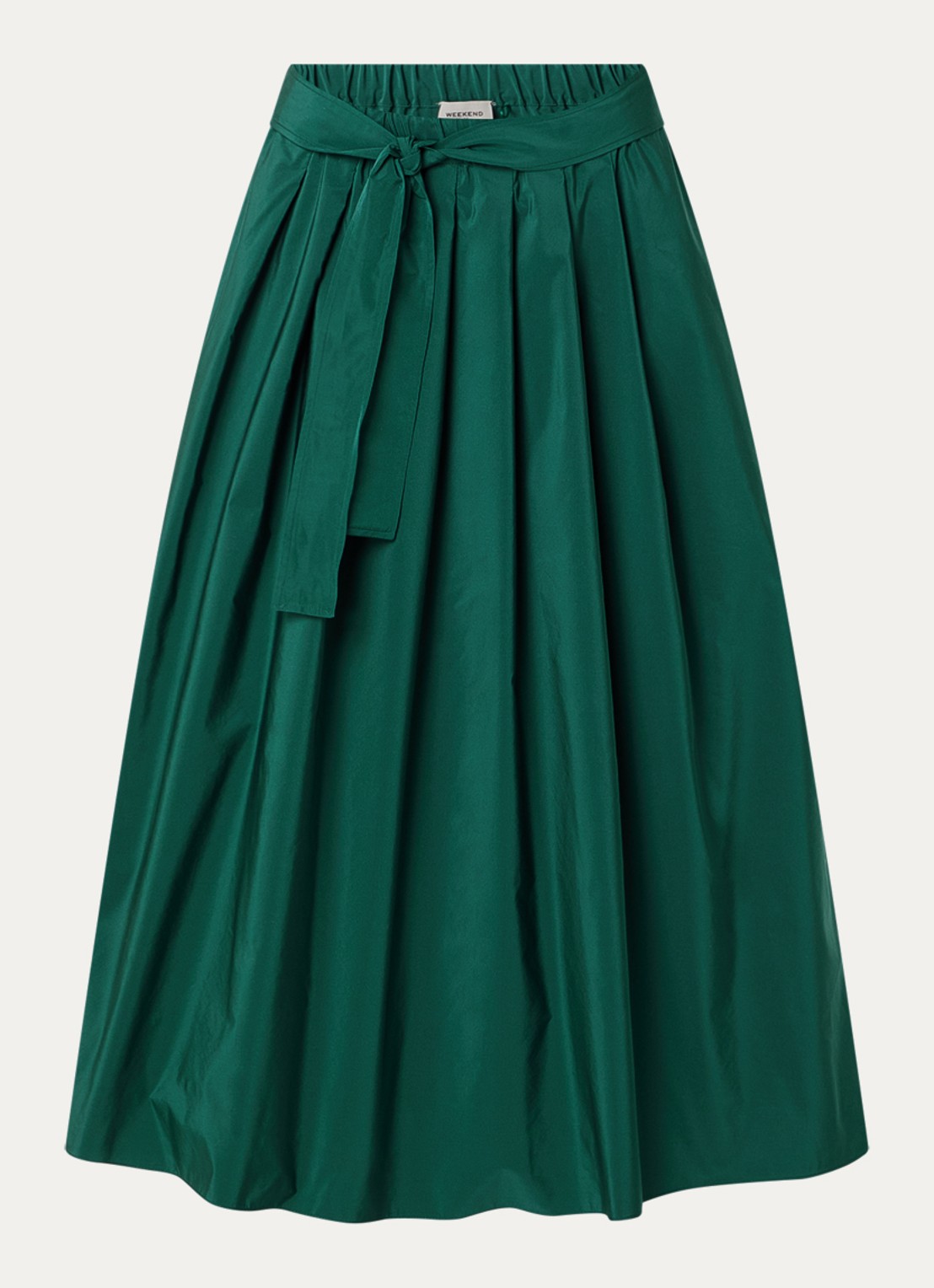 Max Mara Alpaca maxi A-lijn rok met steekzakken en strikceintuur - voorkant 3 groen