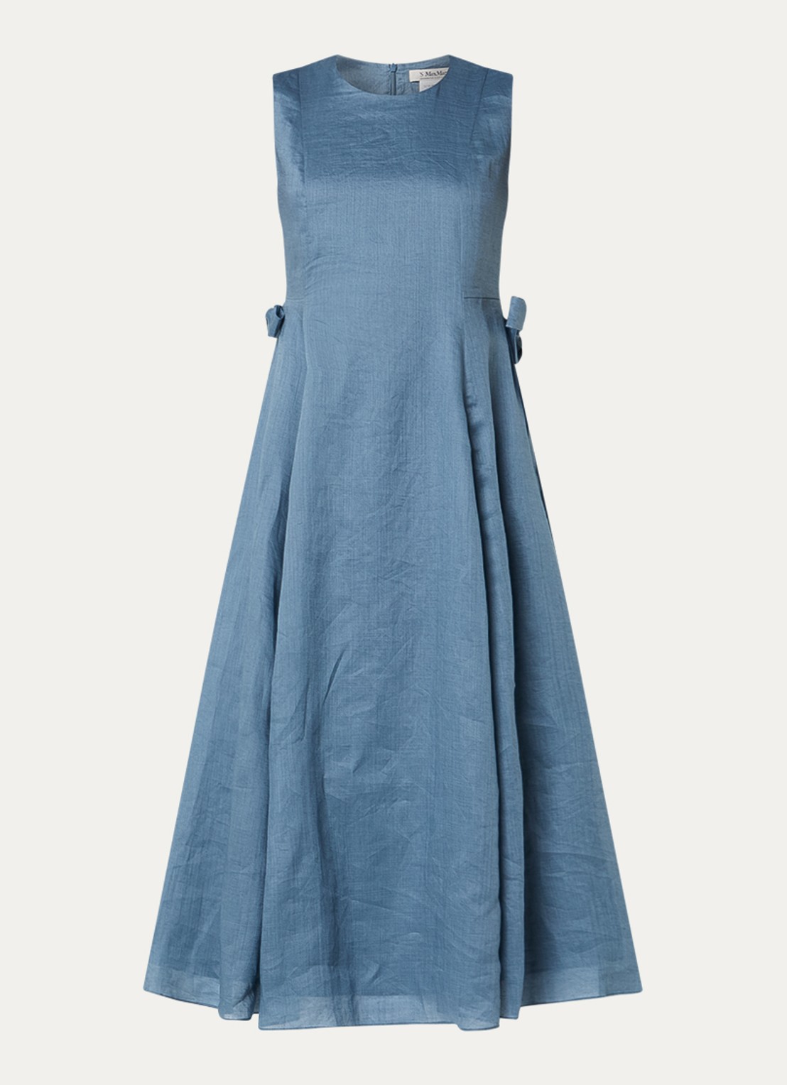 Max Mara Aquile midi jurk met strikdetail  - voorkant 3 staalblauw