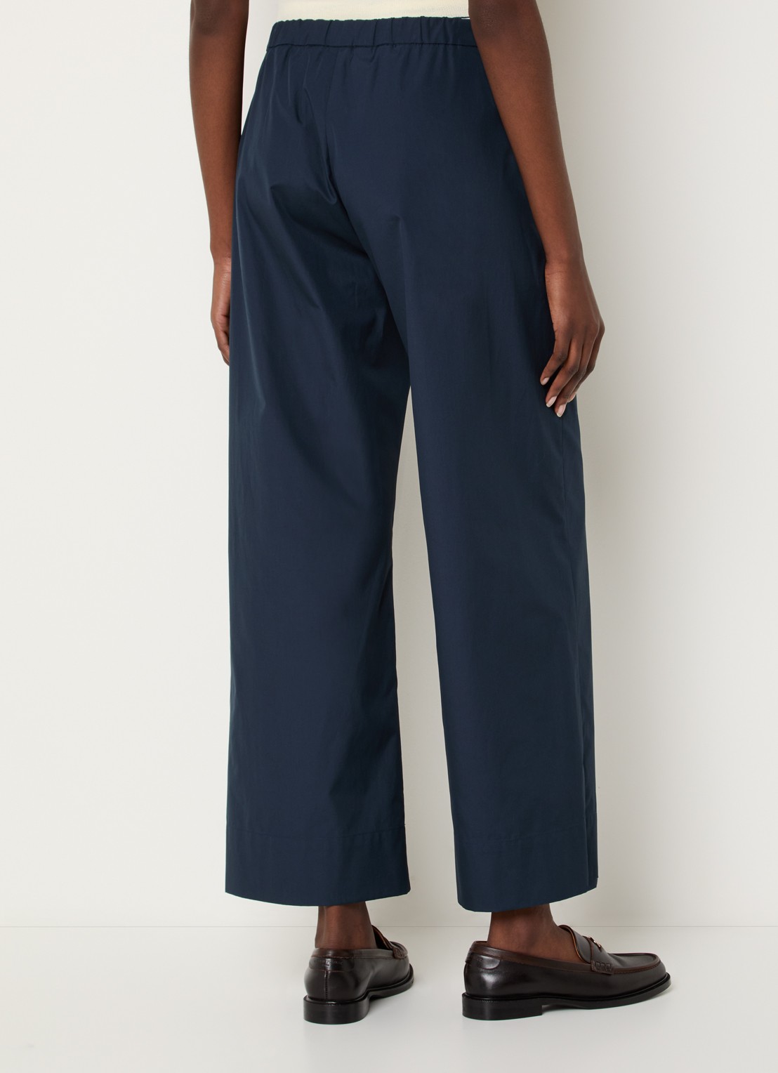 Max Mara Argento high waist straight fit pantalon met steekzakken - achterkant 2 donkerblauw