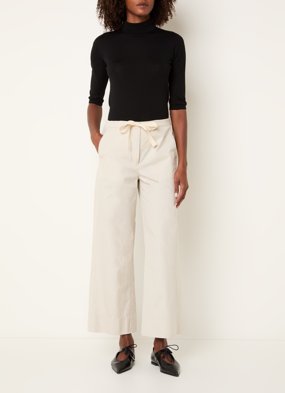 Max Mara Argento high waist straight fit pantalon met steekzakken - voorkant 2 wit