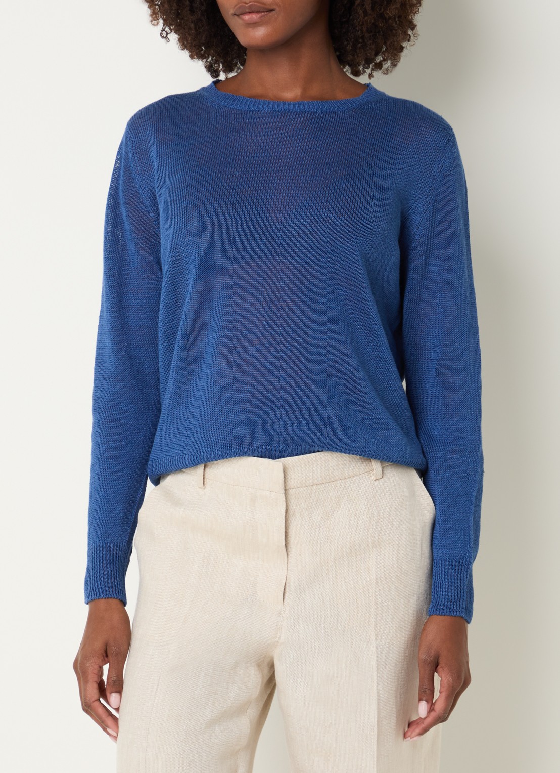 Max Mara Atzeco grofgebreide top van linnen - detail 2 blauw