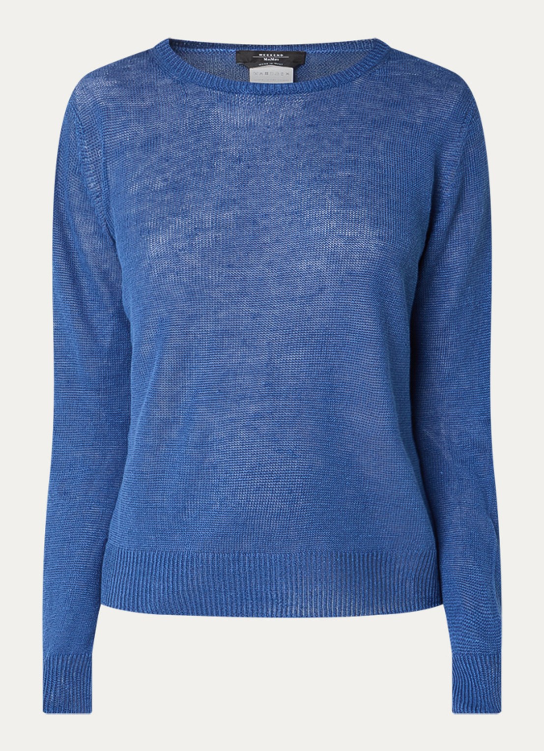 Max Mara Atzeco grofgebreide top van linnen - voorkant 3 blauw