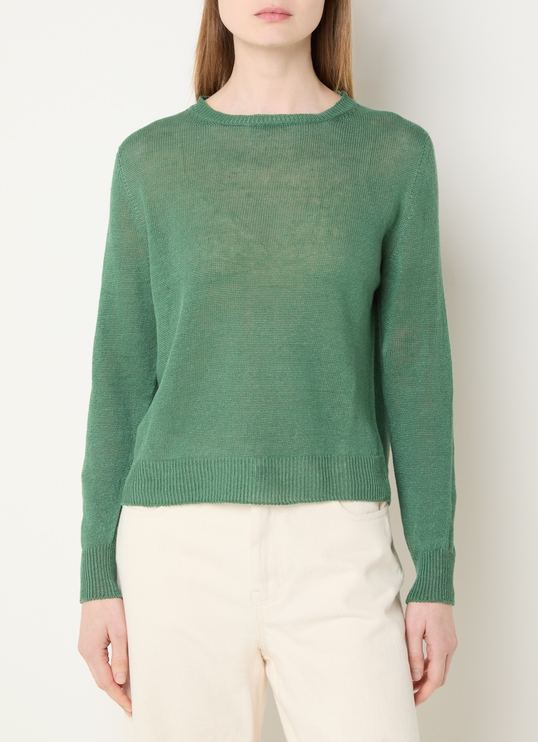 Max Mara Atzeco grofgebreide top van linnen - detail 2 groen