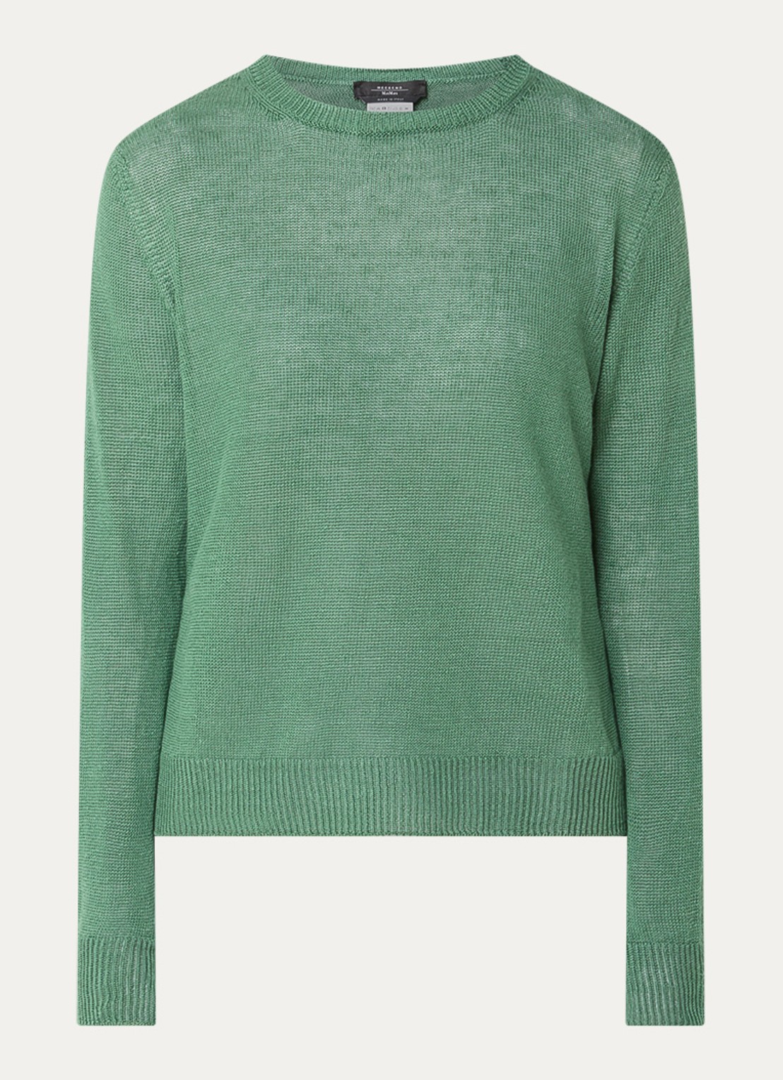 Max Mara Atzeco grofgebreide top van linnen - voorkant 3 groen