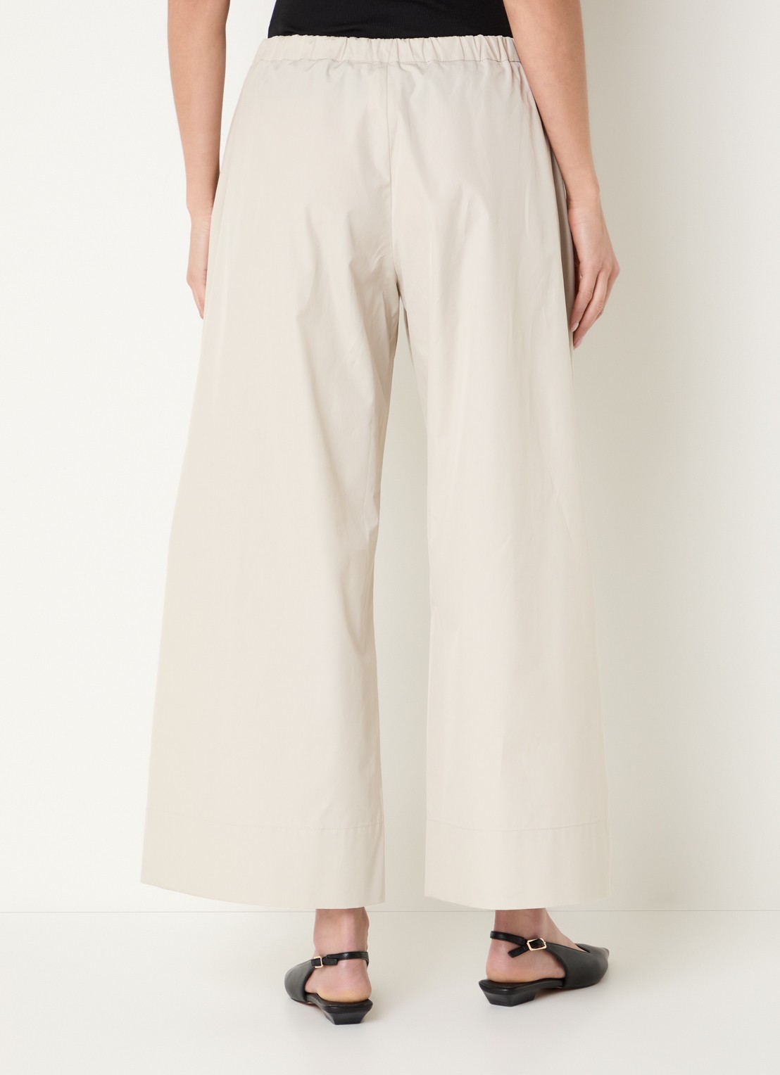 Max Mara Aureo high waist wide fit broek met strikceintuur - achterkant 2 beige