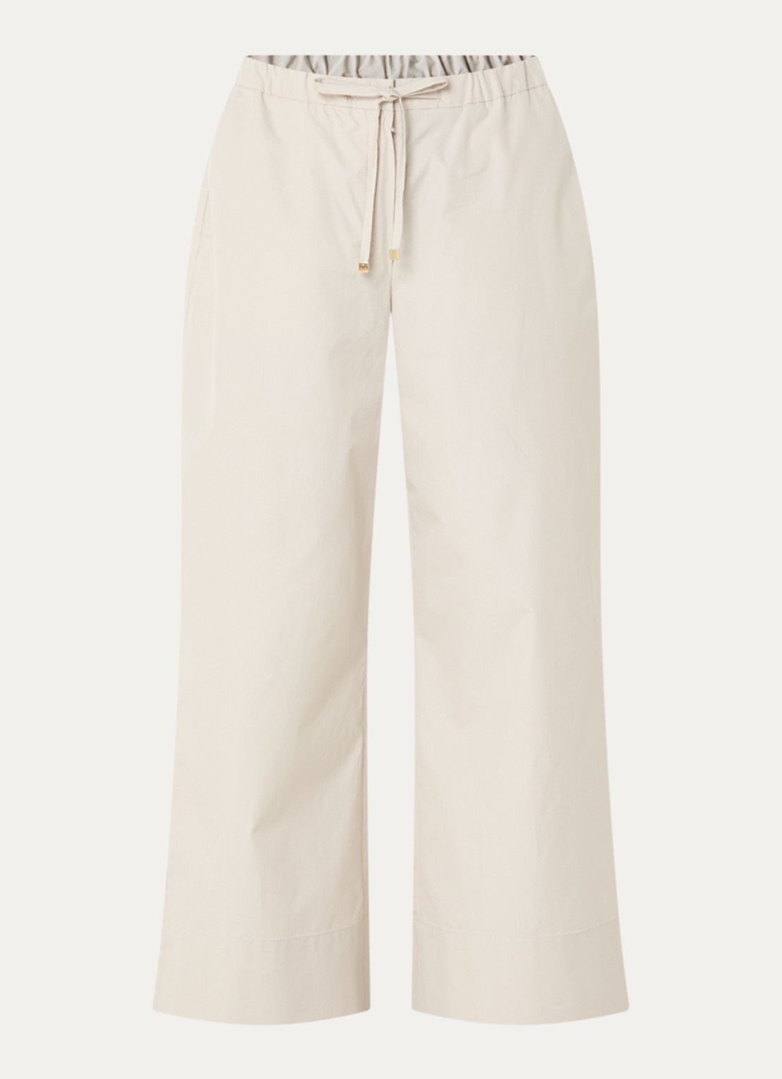 Max Mara Aureo high waist wide fit broek met strikceintuur - voorkant 3 beige