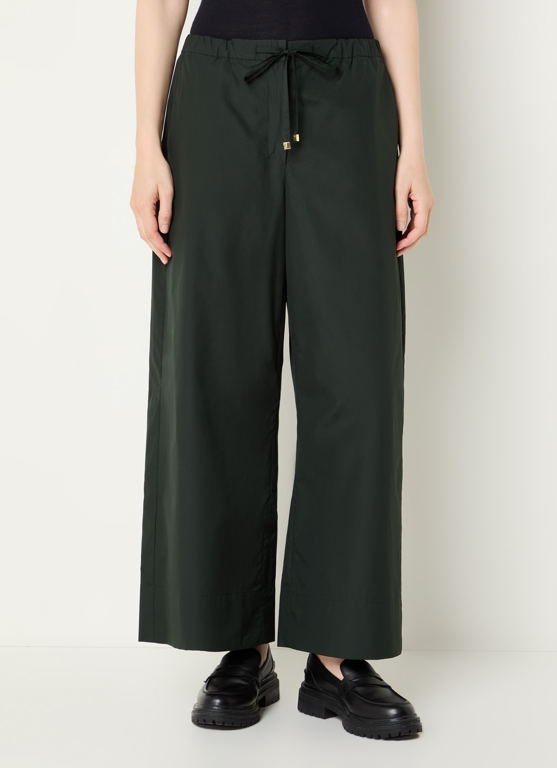 Max Mara Aureo high waist wide fit broek met strikceintuur - detail 3 groen