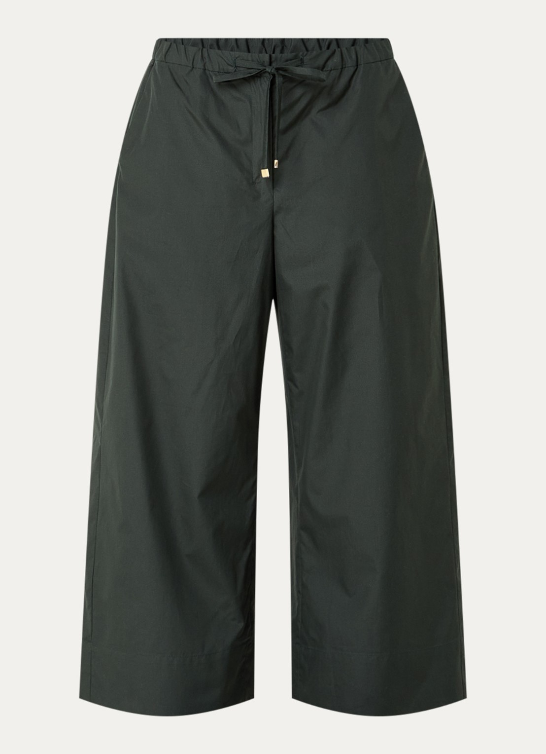 Max Mara Aureo high waist wide fit broek met strikceintuur - voorkant groen