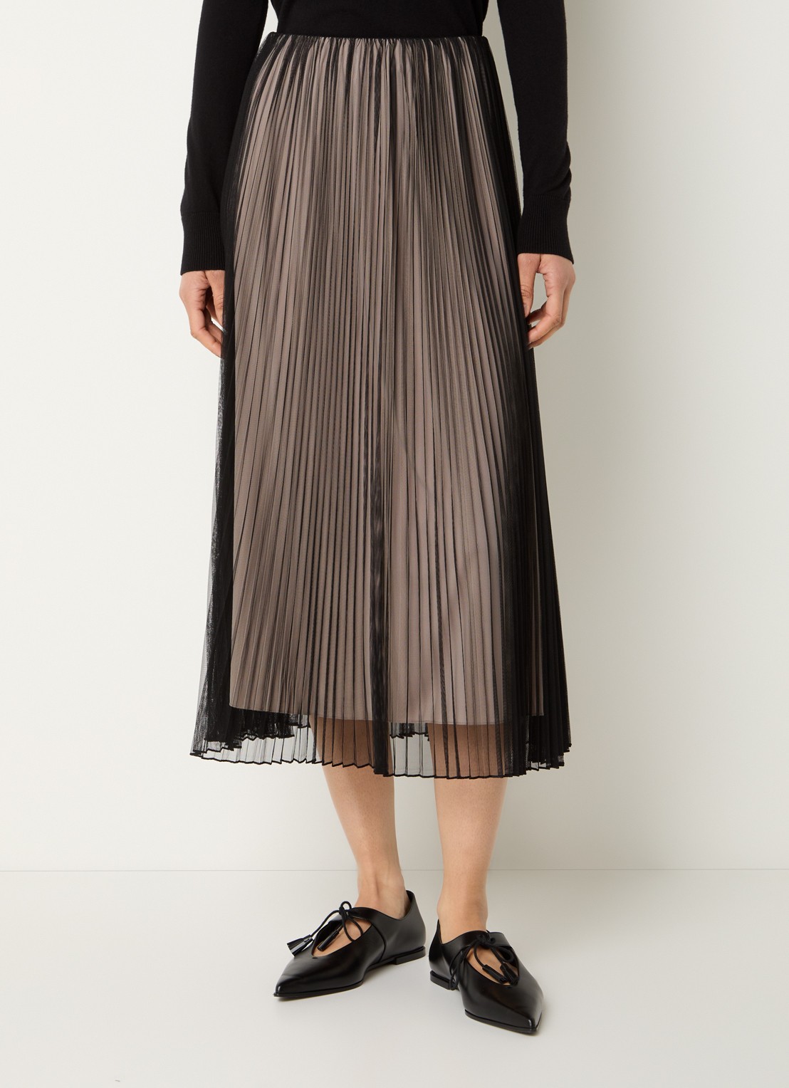 Max Mara Baby high waist midi rok met plissé - detail 2 zwart