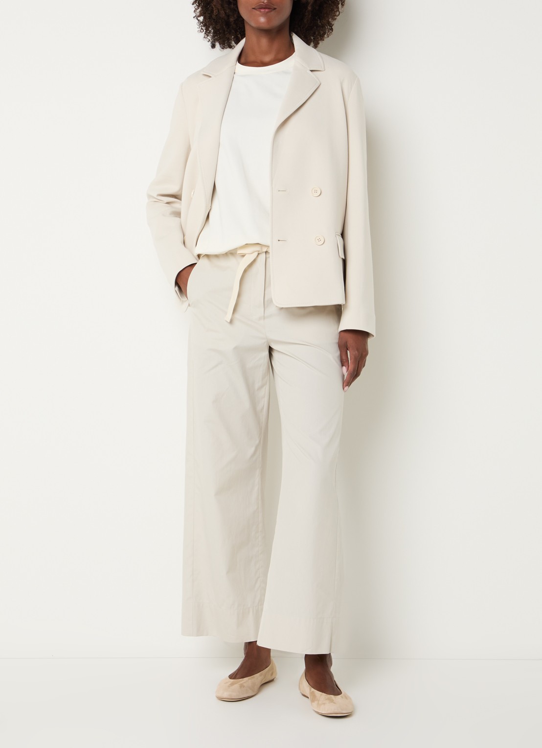 Max Mara Badia double-breasted blazer met klepzakken - voorkant 2 beige