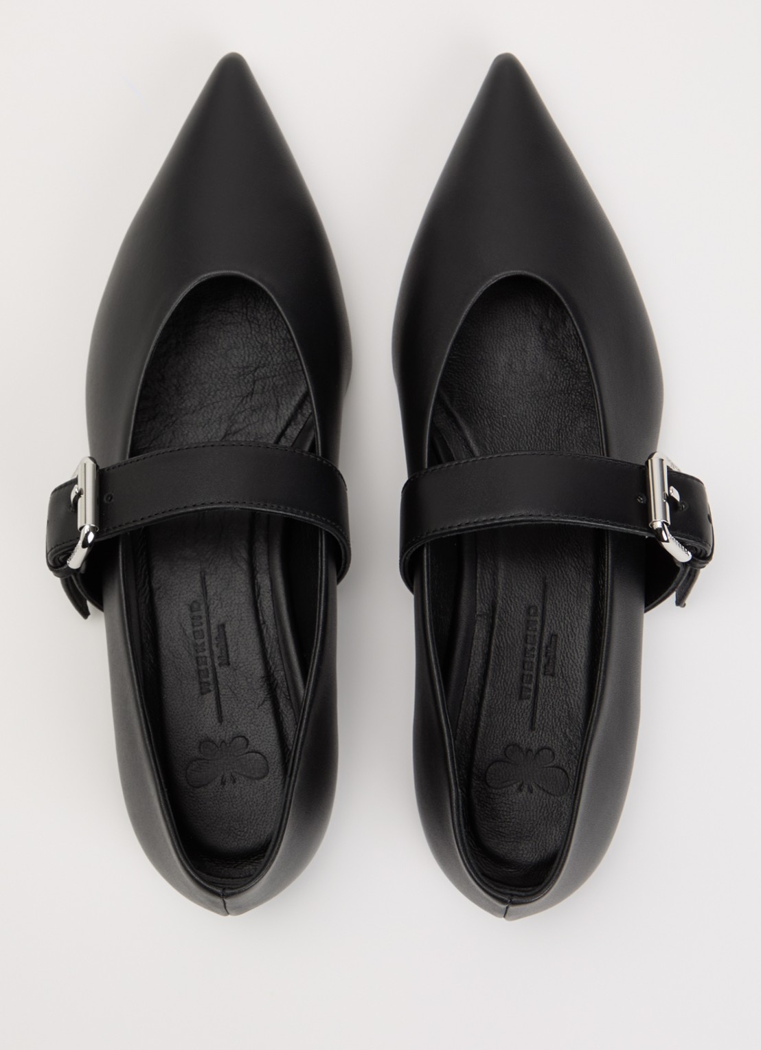 Max Mara Ballerina van kalfsleer met gespdetail - detail 2 zwart