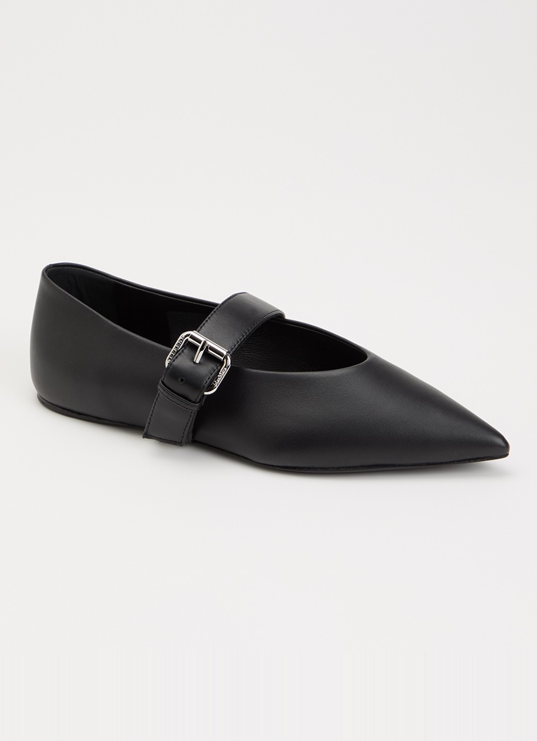 Max Mara Ballerina van kalfsleer met gespdetail - voorkant 4 zwart