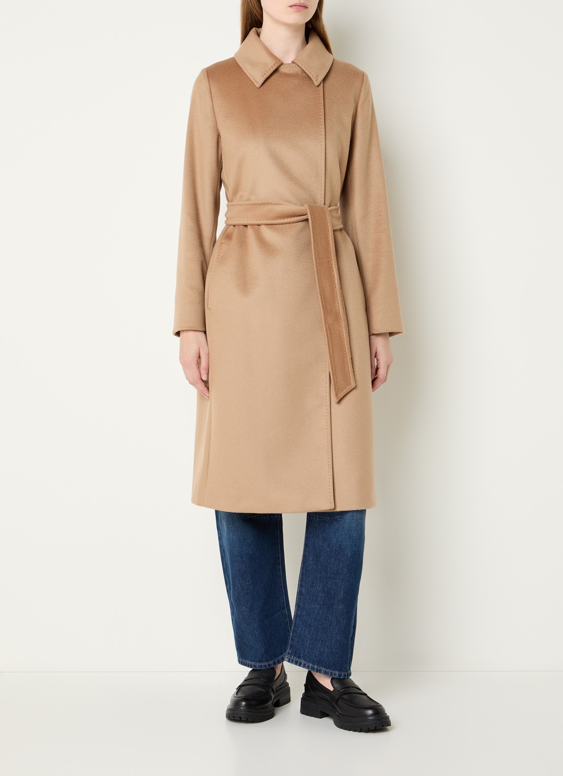 Max Mara Bcollag mantel van scheerwol met strikceintuur - detail 4 camel