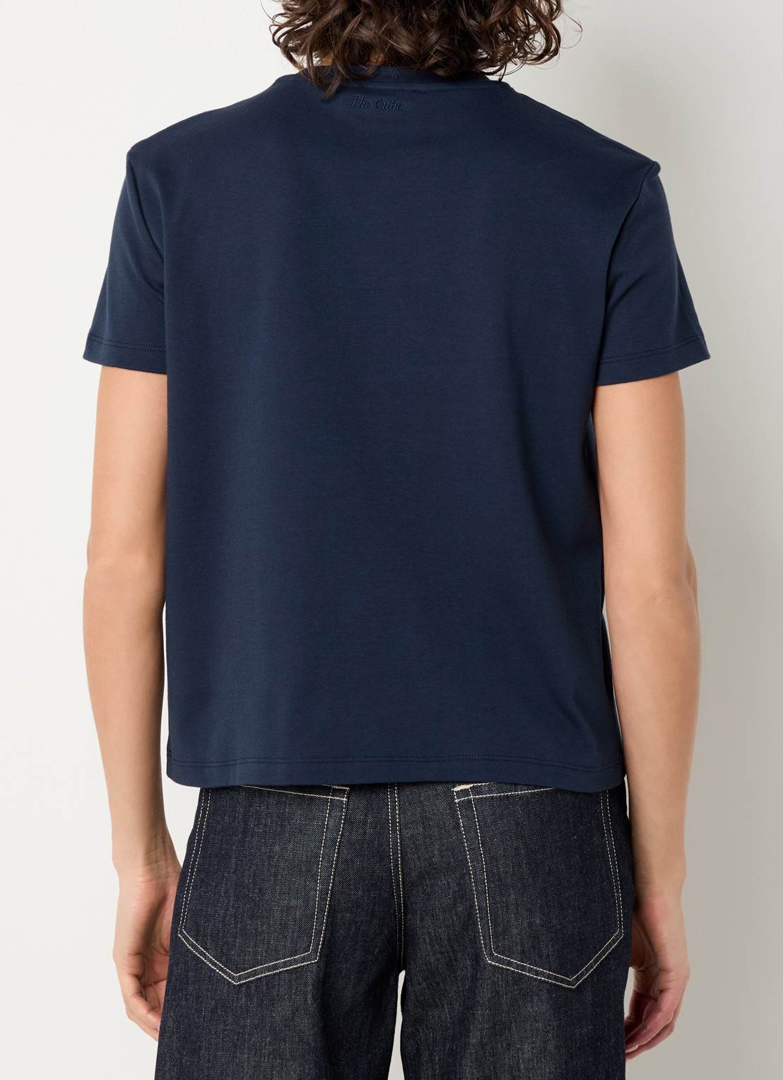 Max Mara Bella T-shirt met logoprint - achterkant donkerblauw