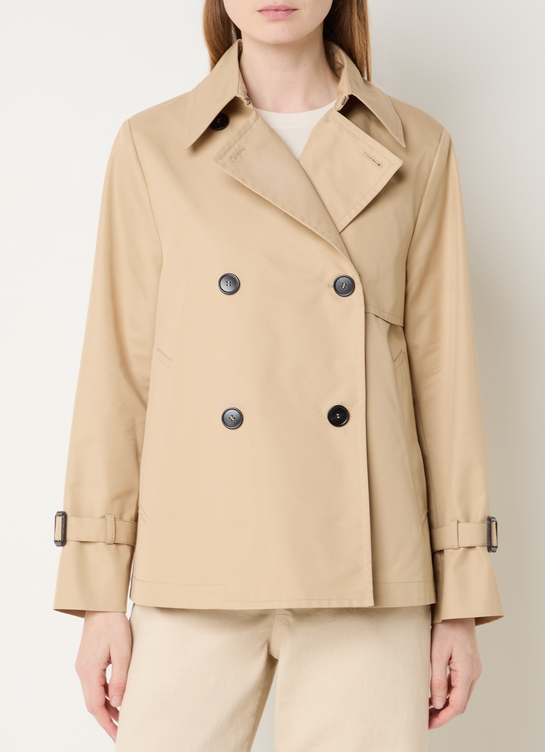 Max Mara Biglia double-breasted trenchcoat met split - detail 2 beige