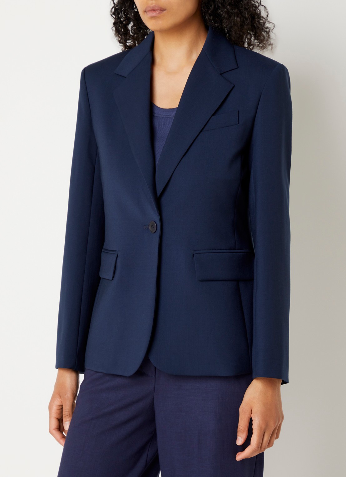 Max Mara Blazer in wolblend met klepakken - detail 3 donkerblauw