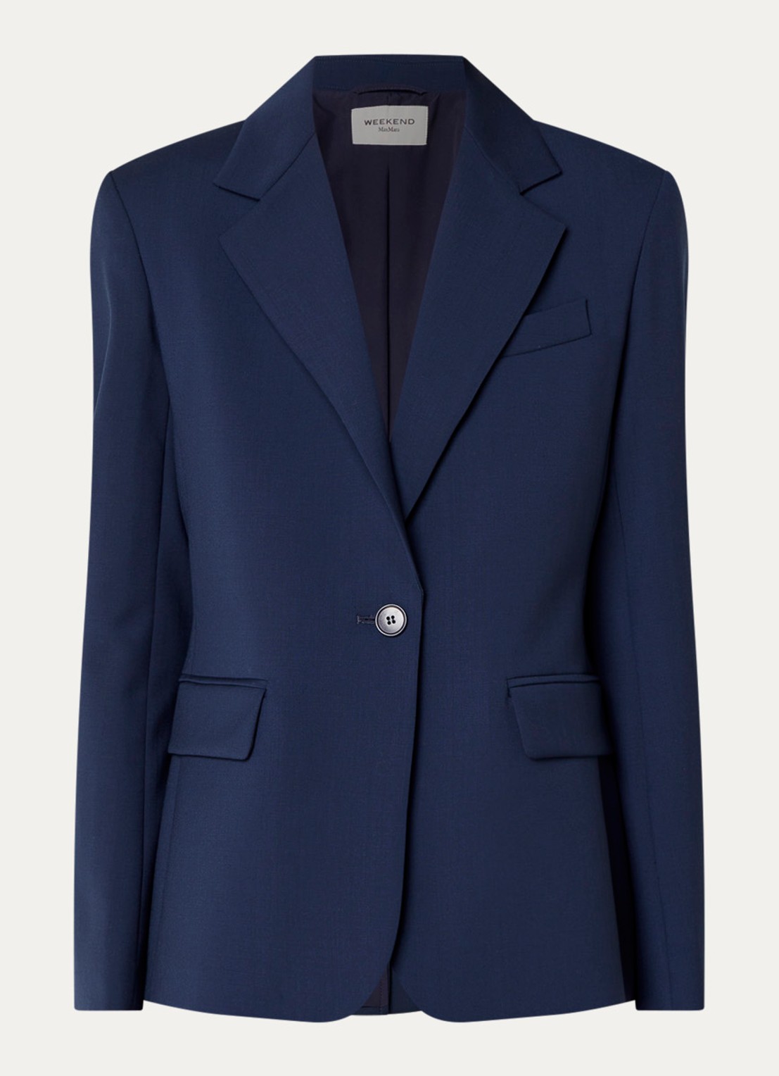 Max Mara Blazer in wolblend met klepakken - voorkant donkerblauw
