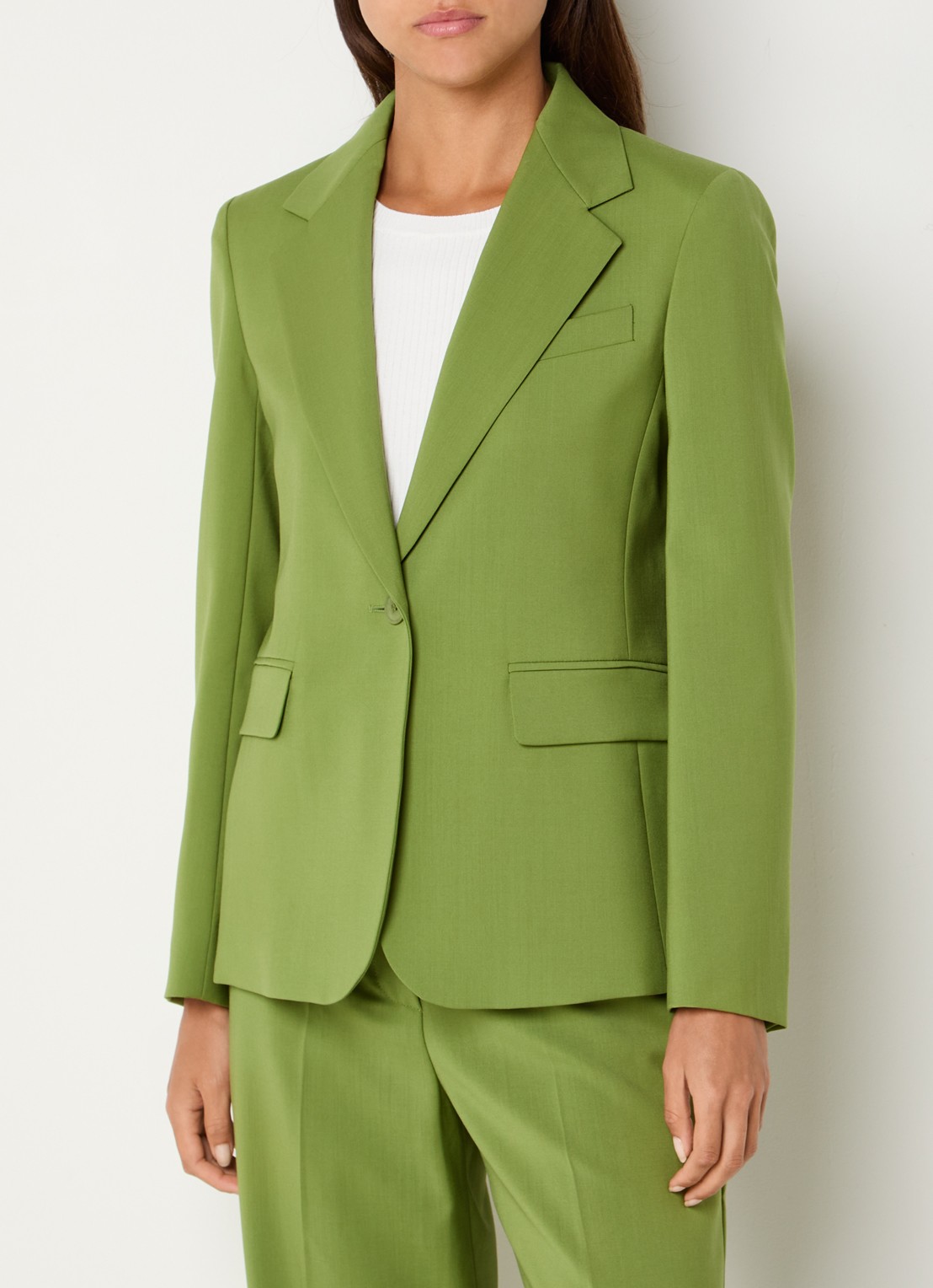 Max Mara Blazer in wolblend met klepakken - detail 2 groen