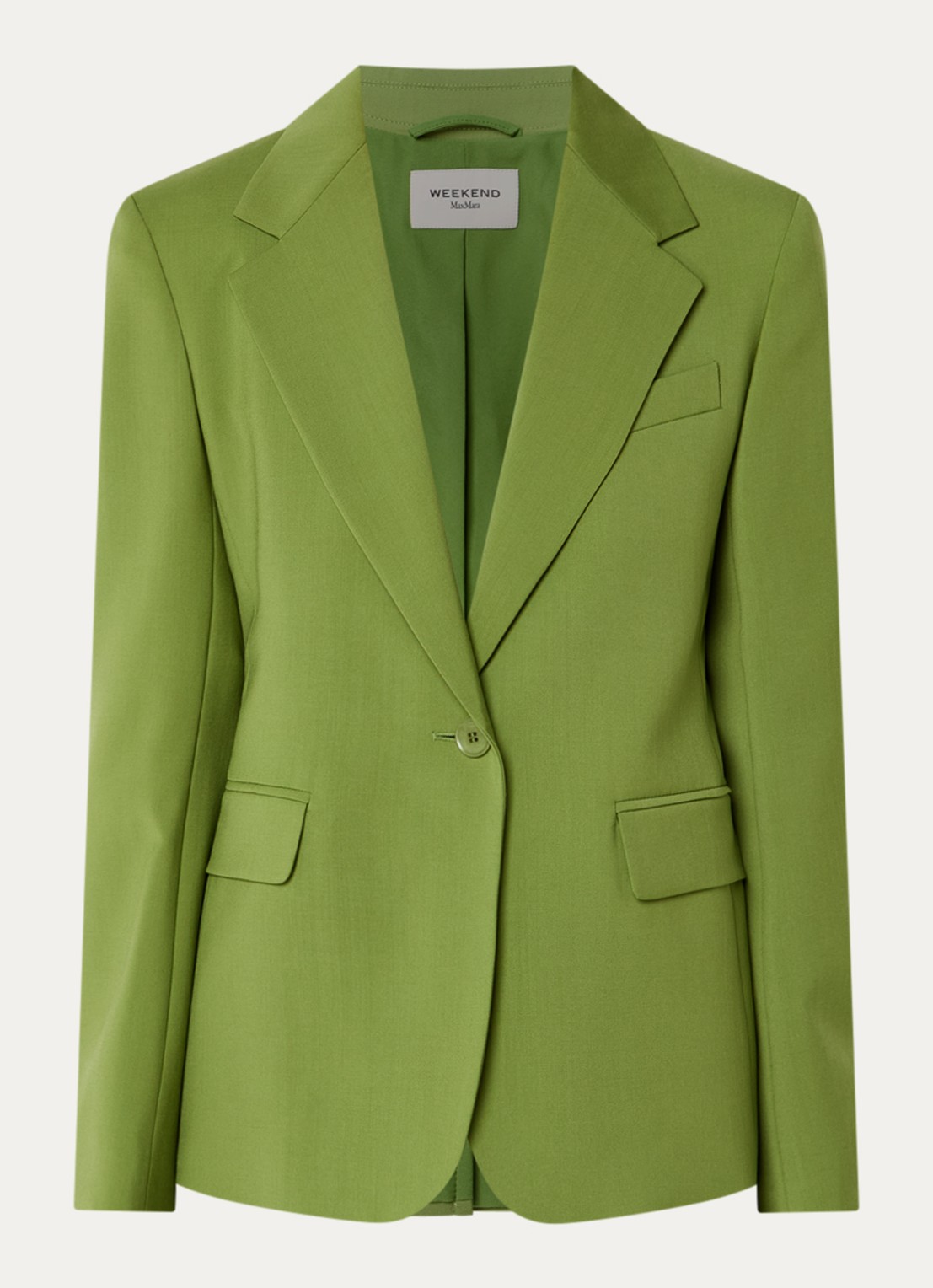 Max Mara Blazer in wolblend met klepakken - voorkant 3 groen