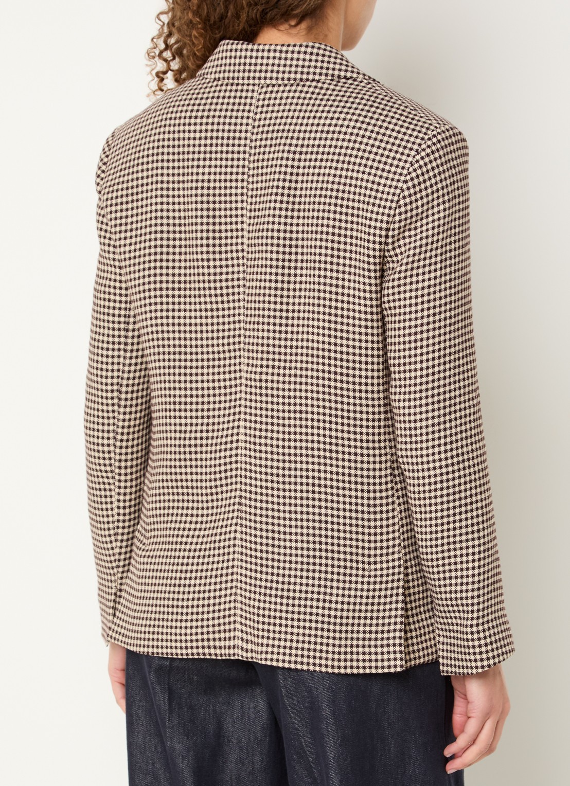 Max Mara Blazer met ruitdessin en schoudervulling - achterkant 2 beige