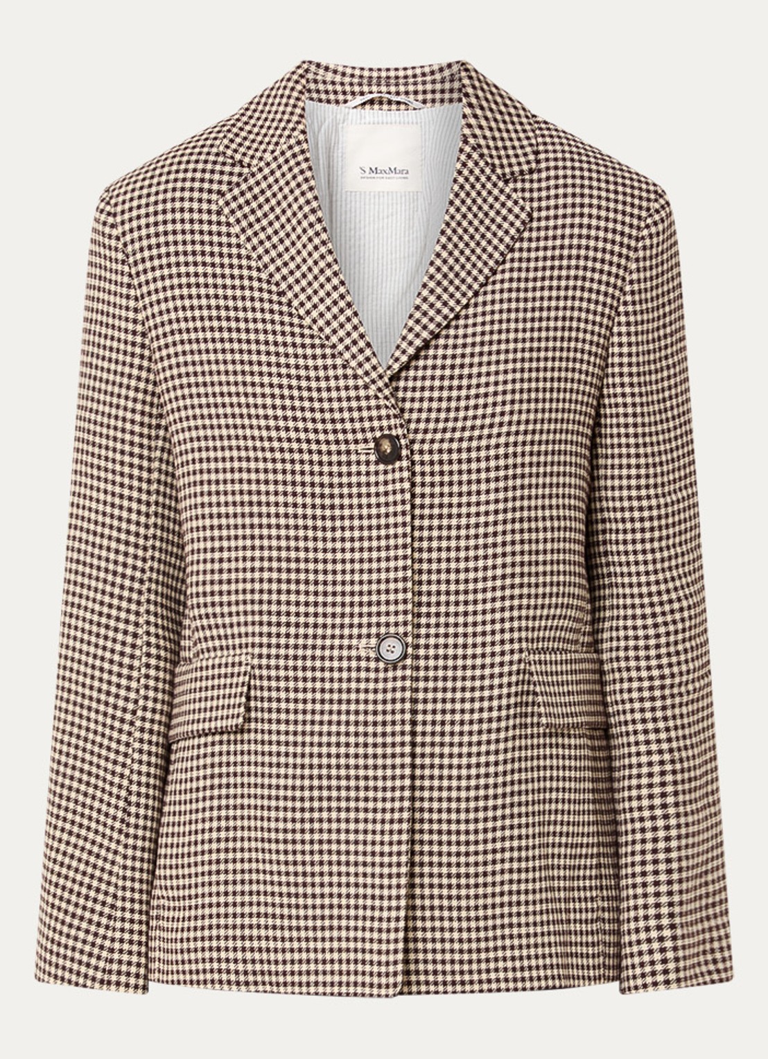 Max Mara Blazer met ruitdessin en schoudervulling - voorkant 3 beige
