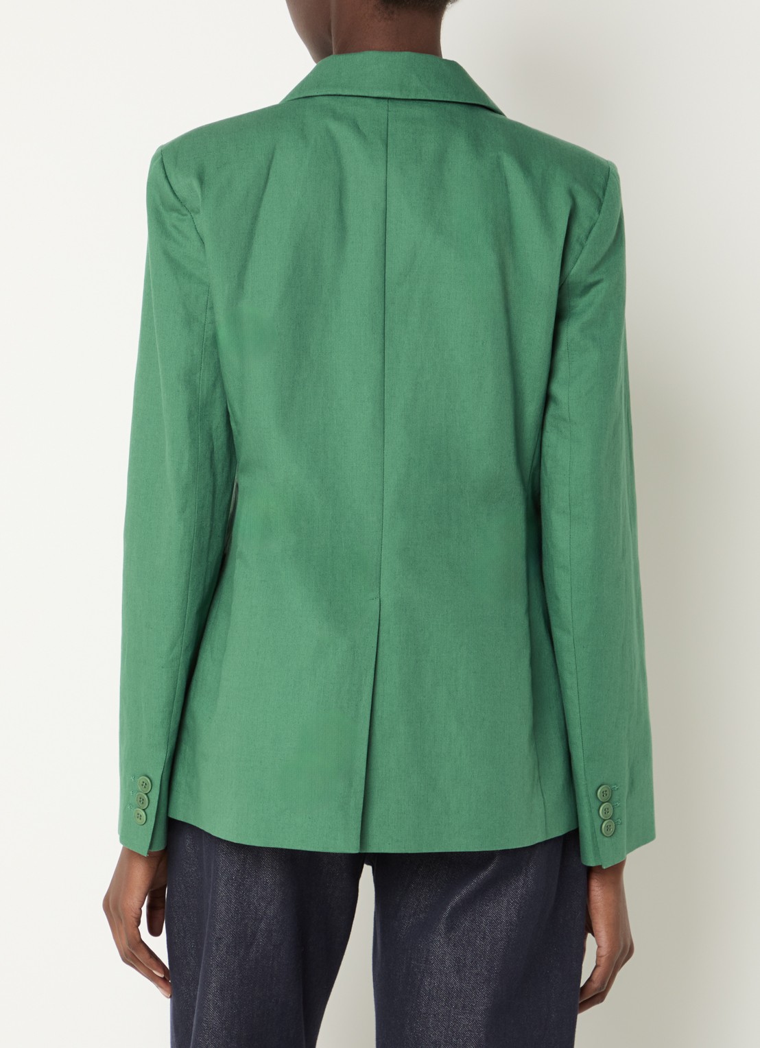 Max Mara Blazer met schoudervulling en klepzakken - achterkant groen