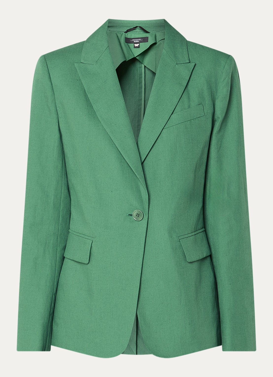 Max Mara Blazer met schoudervulling en klepzakken - voorkant 2 groen
