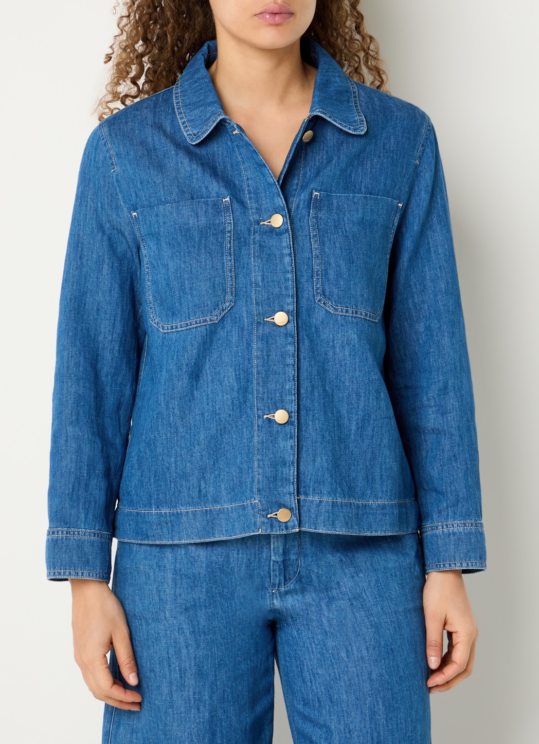 Max Mara Blouse in linnenblend met borstzakken - detail 3 indigo
