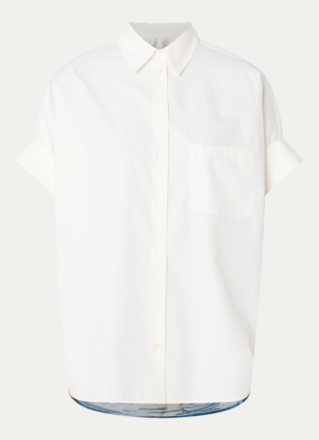 Max Mara Blouse met backprint en borstzak - voorkant 3 gebroken wit